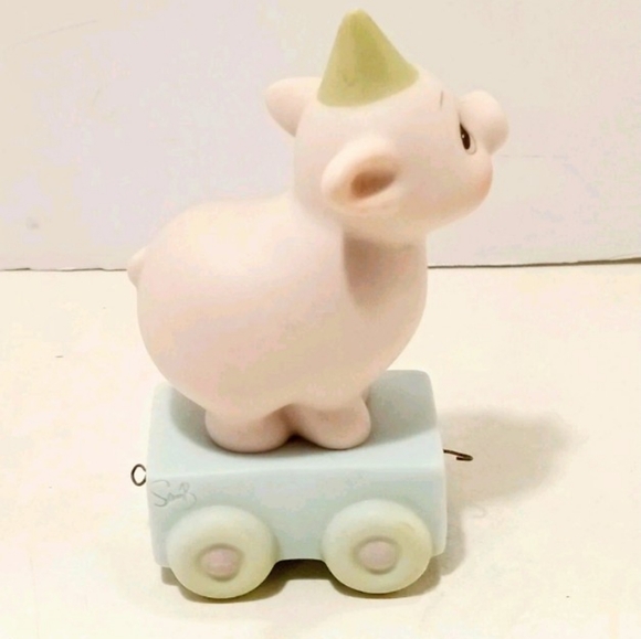 Precious Moments Pig 3rd Birthday Train Figurine 15954 1985 No Box - Picture 3 of 5